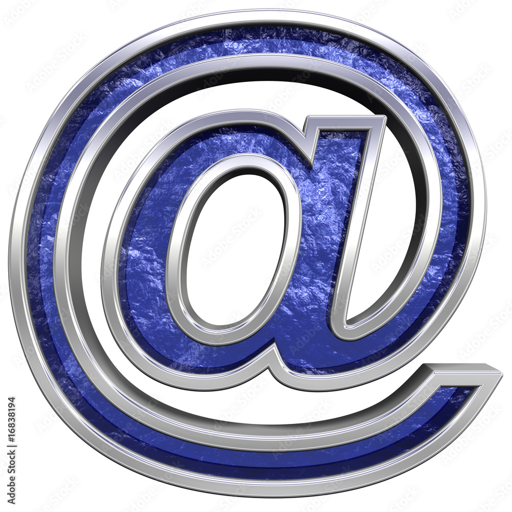 Mail sign from blue glass cast with chrome frame alphabet set Mail sign from blue glass cast with chrome frame alphabet set