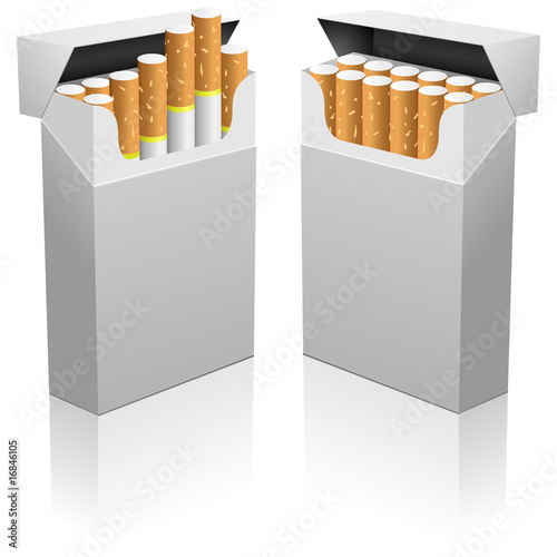 Opened blank realistic cigarettes pack vector template.