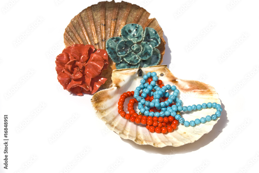 Fototapeta premium Jewelry in the seashell