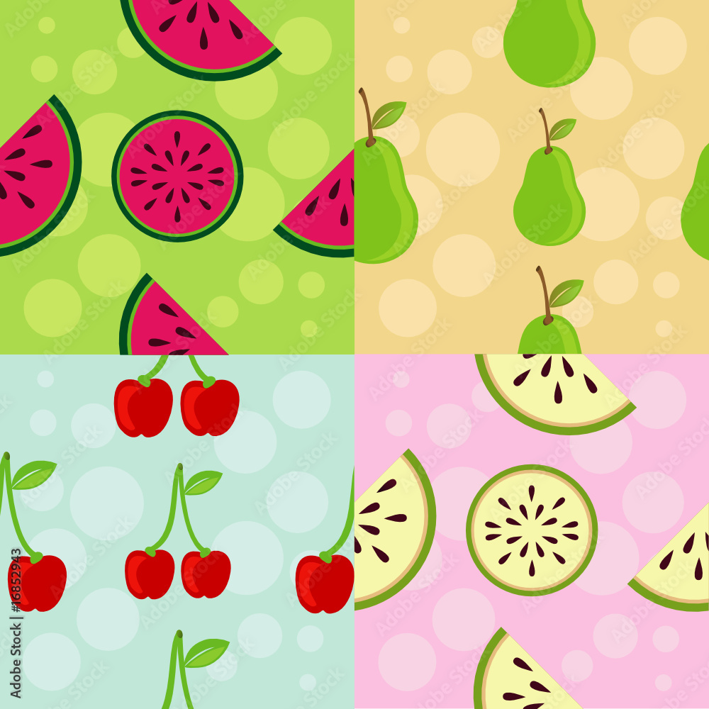 Collection of different patterns, fruit theme. Collection of different patterns, fruit theme.