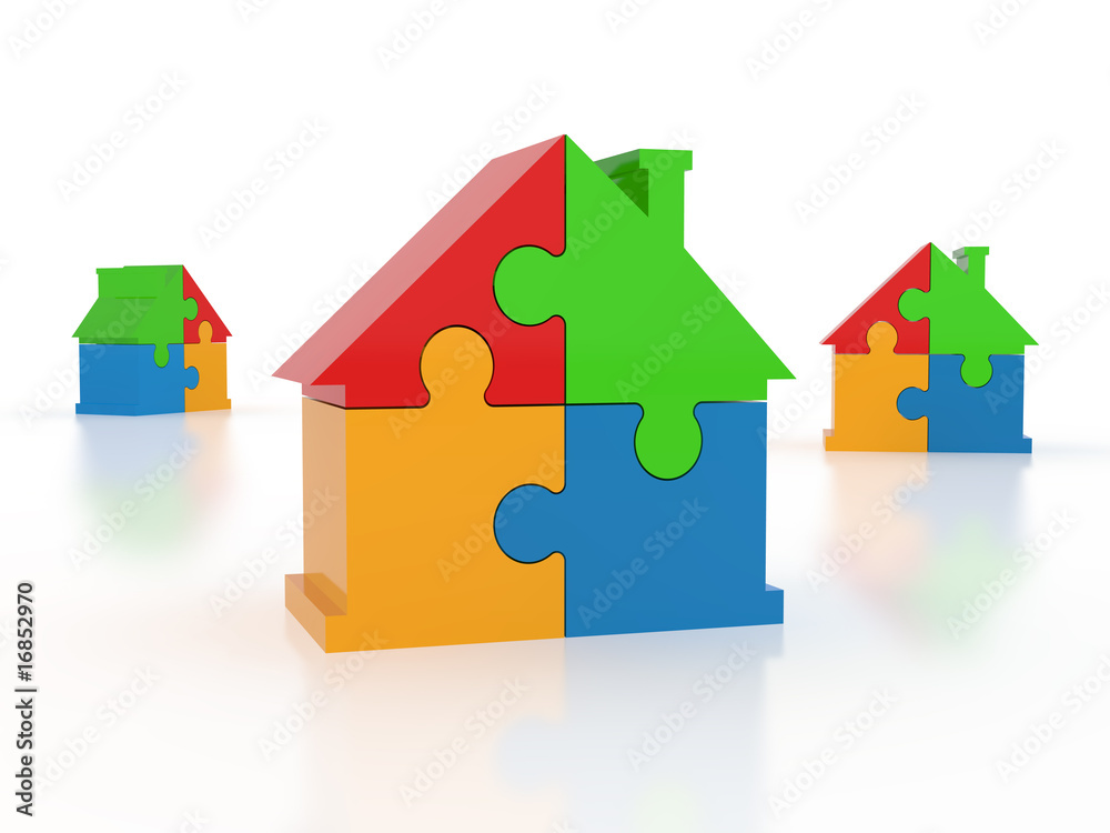 Jigsaw puzzle in the shape of a house Jigsaw puzzle in the shape of a house