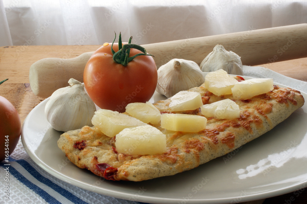 stone oven backed pizza with pineapple stone oven backed pizza with pineapple