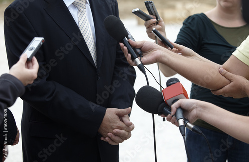 business meeting conference journalism microphones photo