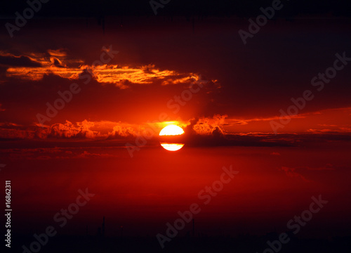 dramatic red sunrise