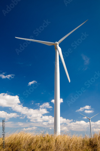 wind turbine on blue sky
