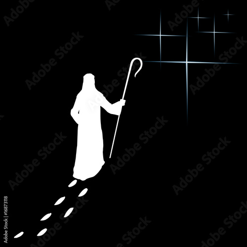 shepherd white vector illustration
