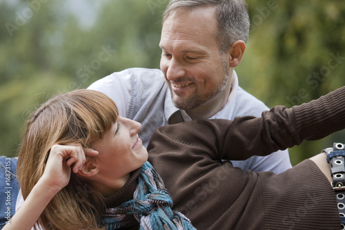 romantic couple in park