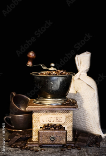 Stiill life with Antique coffee grinder