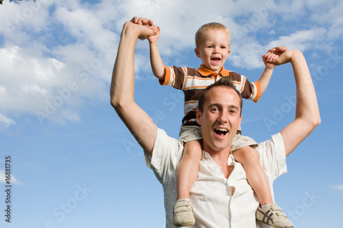 Father son piggy back