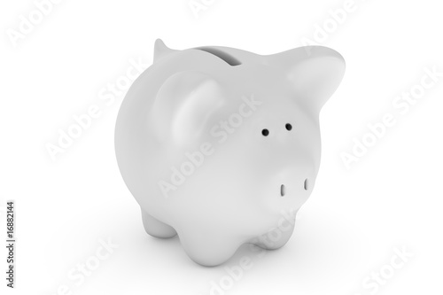 Piggy Bank over White