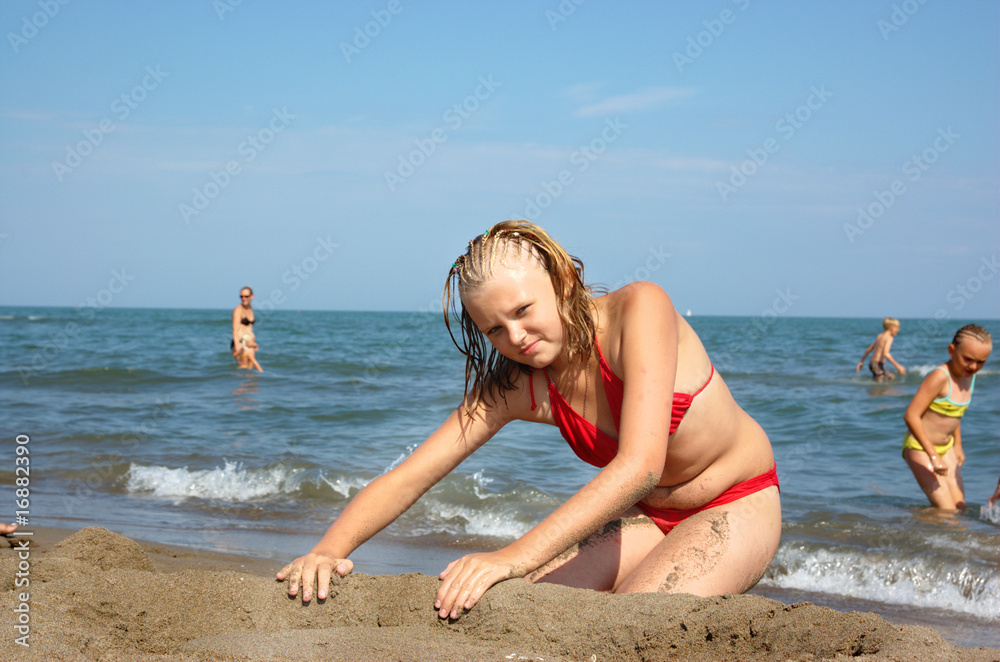 Naklejka premium am Strand