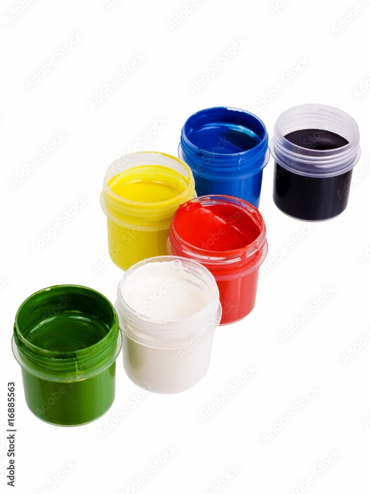 Set of the watercolor gouache paints isolated on white Set of the watercolor gouache paints isolated on white