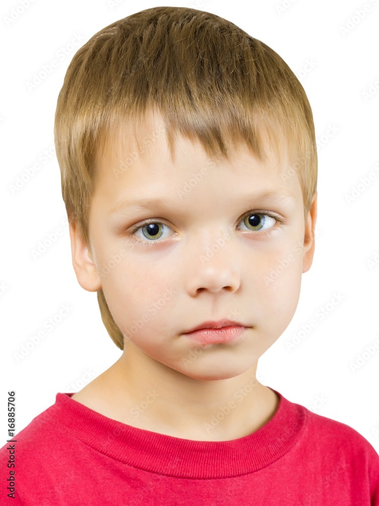 Portrait of sad boy, isolated on white background Portrait of sad boy, isolated on white background