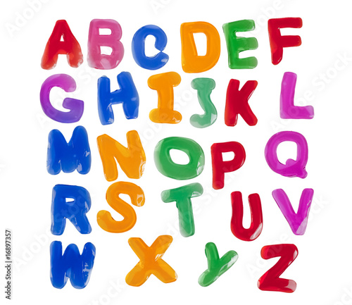 Jelly alphabets from A to Z isolated on white background