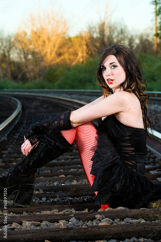 Sexy Girl on Train Tracks Stock Photo | Adobe Stock