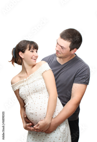 pregnant woman and the man, isolated.