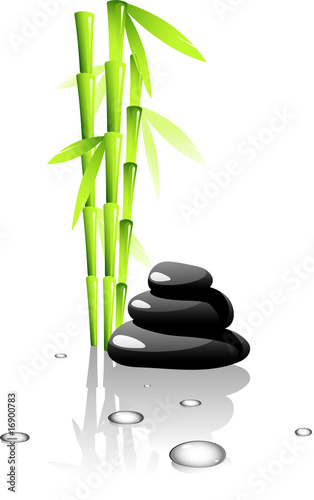 SPA. Bamboo and black stones.