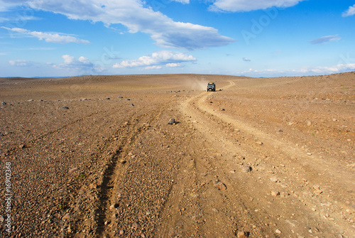 4x4 driving in a deserted landscape in Iceland