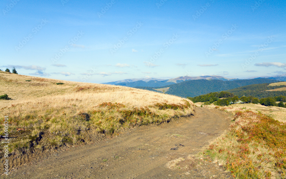 autumn mountain road view autumn mountain road view