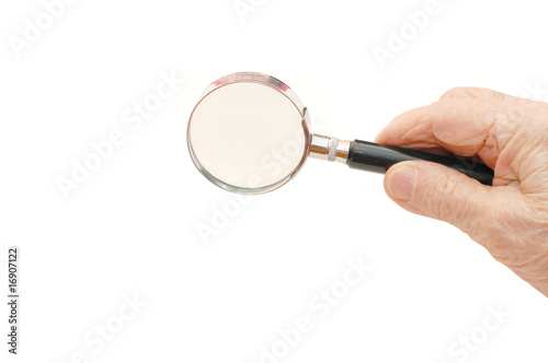 view magnifier old hand take in fingers