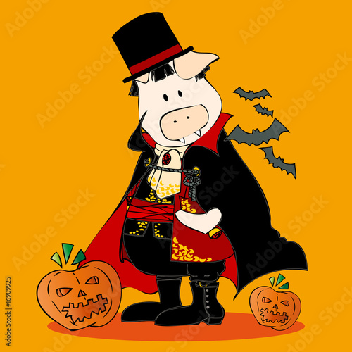 Dracula pig. Halloween.