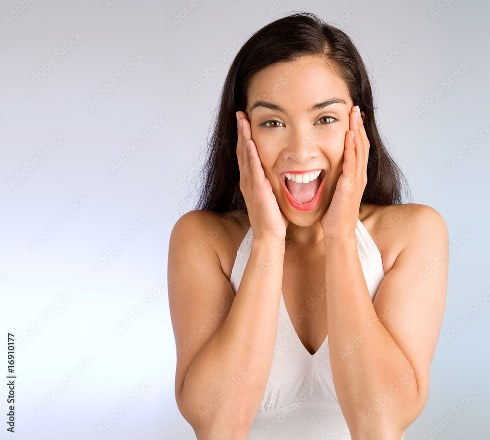 Expression of a Woman Winning Something Big