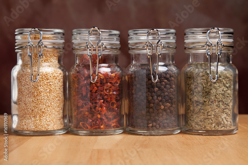 Bottles of Various Spices
