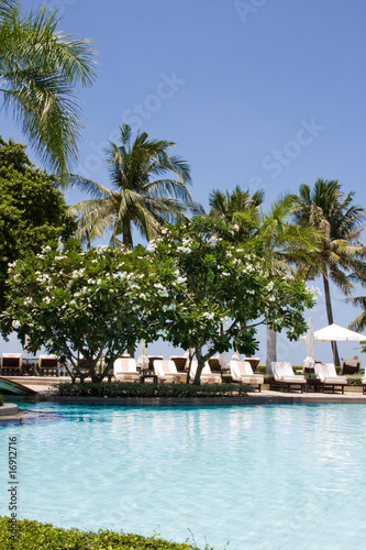 Swimming pool on a sunny day.Pattaya city in Thailand