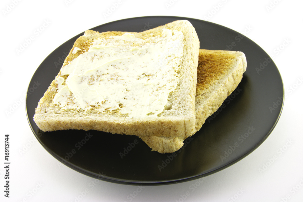 Toast on a Black Plate