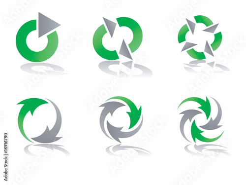 Green and Grey Recycling Vector Logo Designs