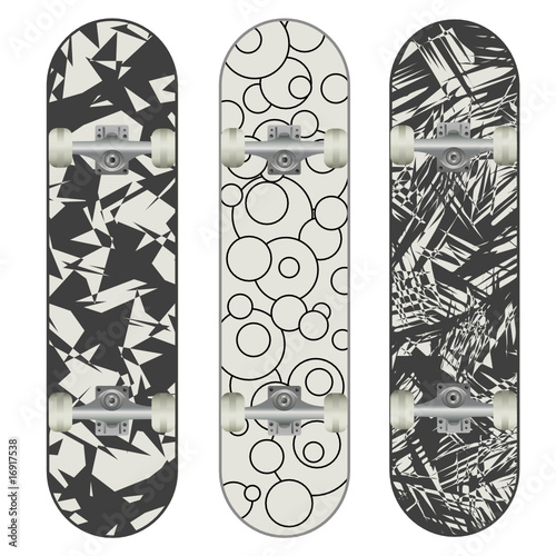 Three vector skateboard abstract designs