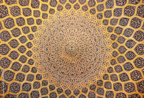 Dome of the mosque, oriental ornaments from Isfahan, Iran photo