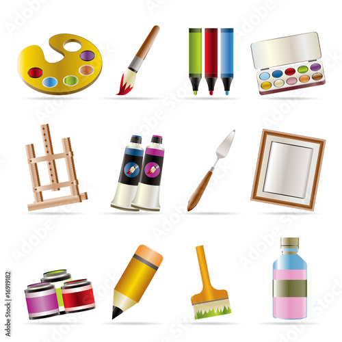 painter, drawing and painting icons -  vector icon set