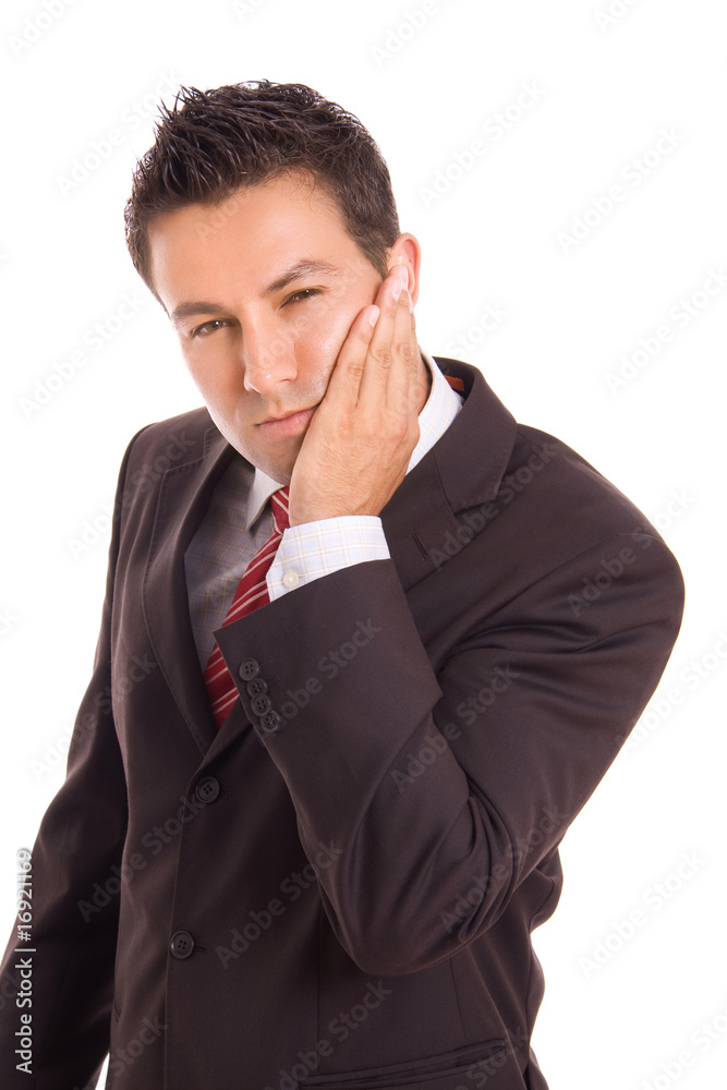 Young business man whith a toothache over white background Young business man whith a toothache over white background