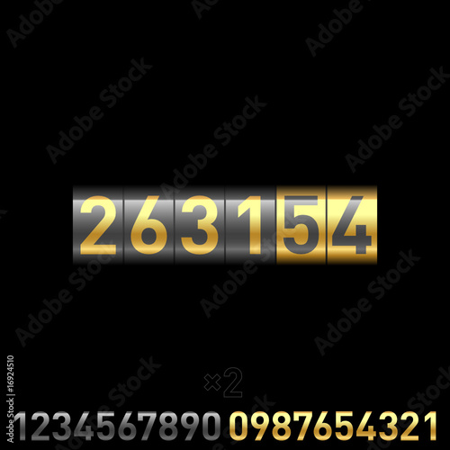 Counter. Vector. Numbers below to multiply by 2 and change.