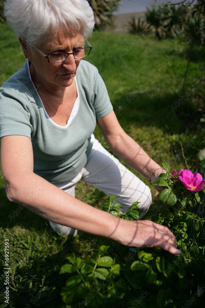 Portrait d'une femme senior faisant du jardinage Portrait d'une femme senior faisant du jardinage