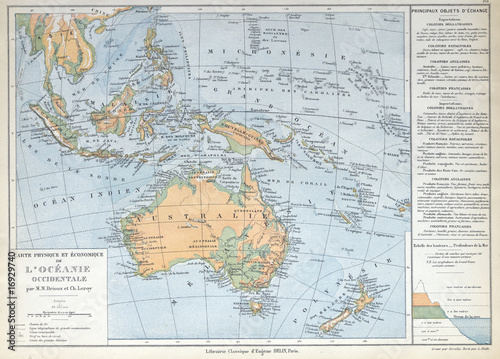 Old map of Oceanie  Australia 1883