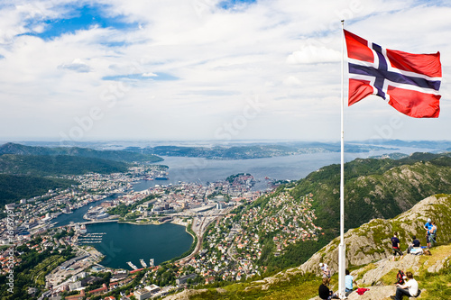 Bergen city view from mount Ulrikken