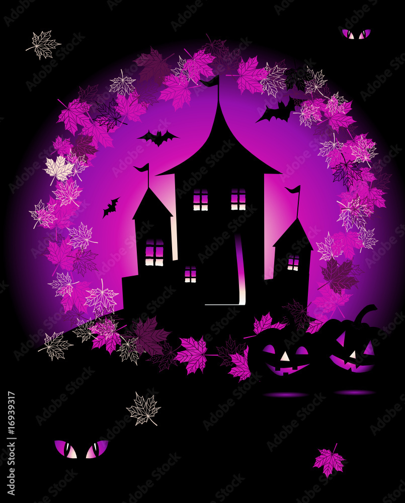 Halloween night holiday, house on hill
