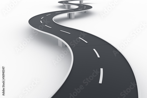 Curved road bridge