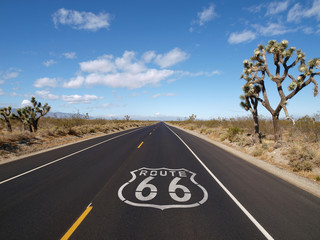 Aluminium schilderij Route 66 Route 66 dwars door Mojave  © trekandphoto
