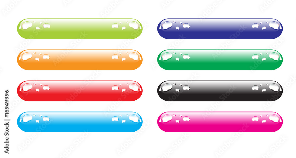 Vector glossy buttons with water drops Vector glossy buttons with water drops