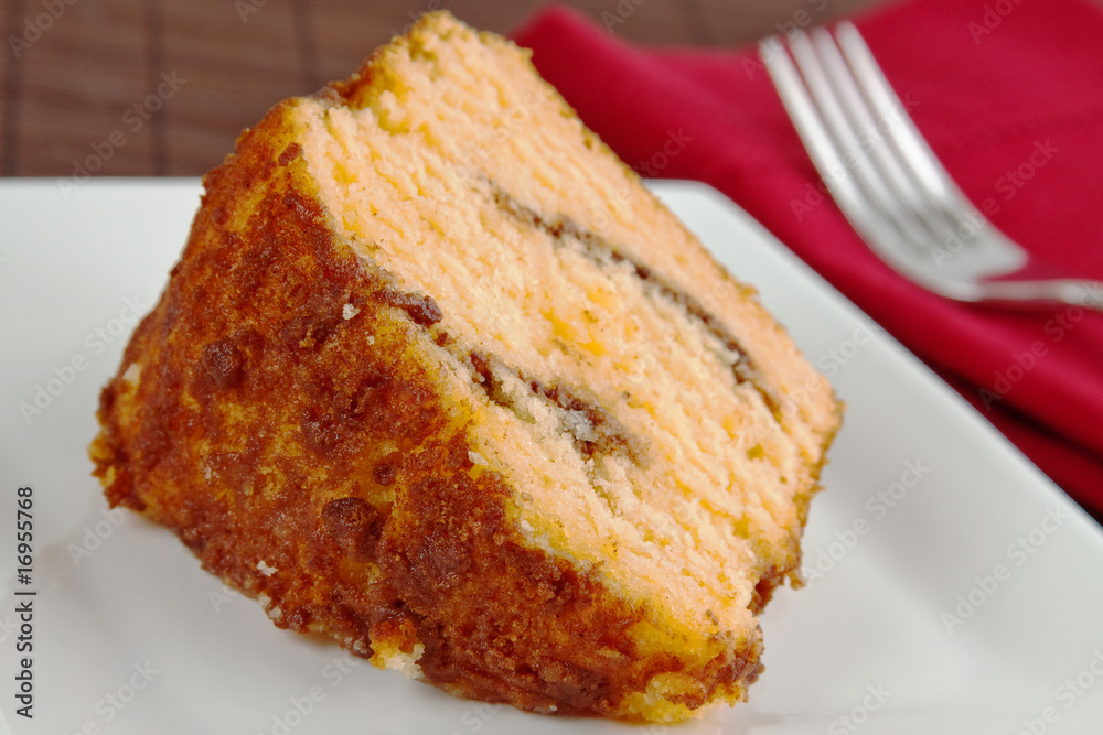 Slice of moist delicious cinnamon coffeecake Slice of moist delicious cinnamon coffeecake