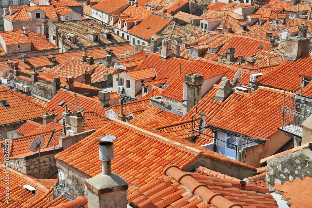 historical red roofs in city of dubrovnik, croatia