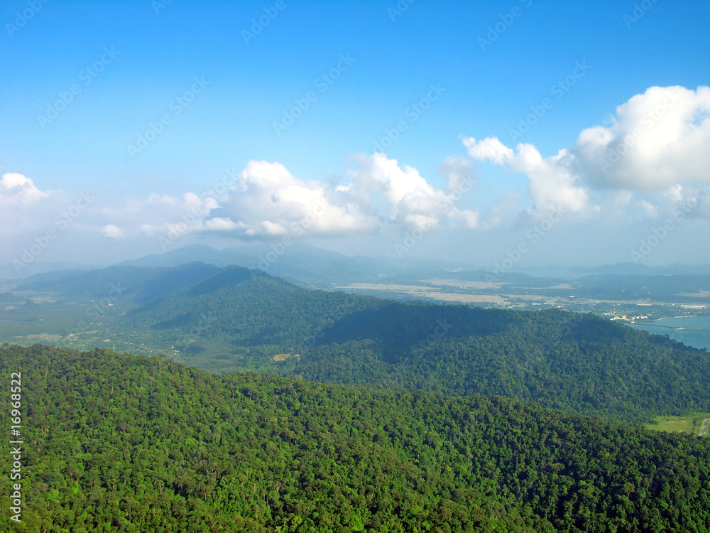 Fototapeta premium View of the island from Mat Cincang mountain, Langkawi, Malaysia