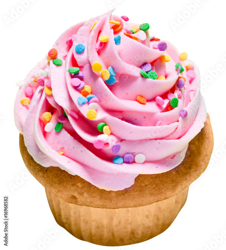 Pink Vanilla Cupcake with Rainbow Sprinkles