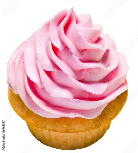 Vanilla cupcake with pink frosting