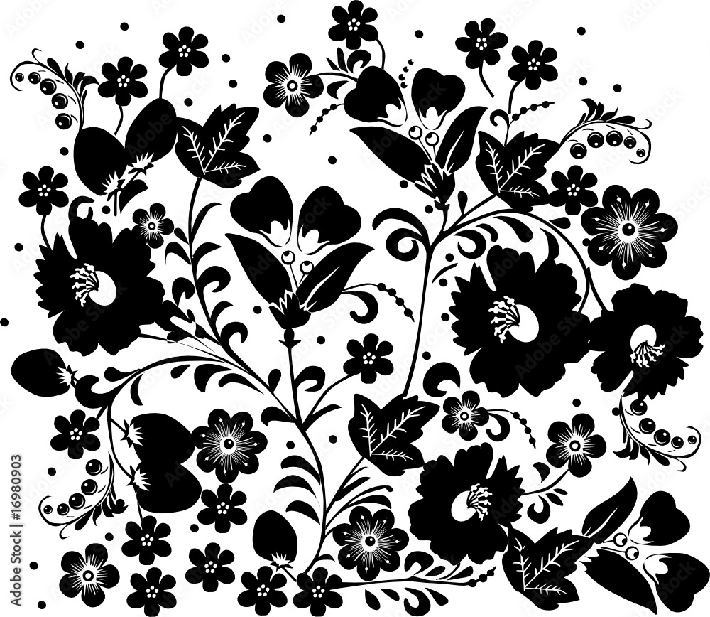 traditional pattern with black flowers