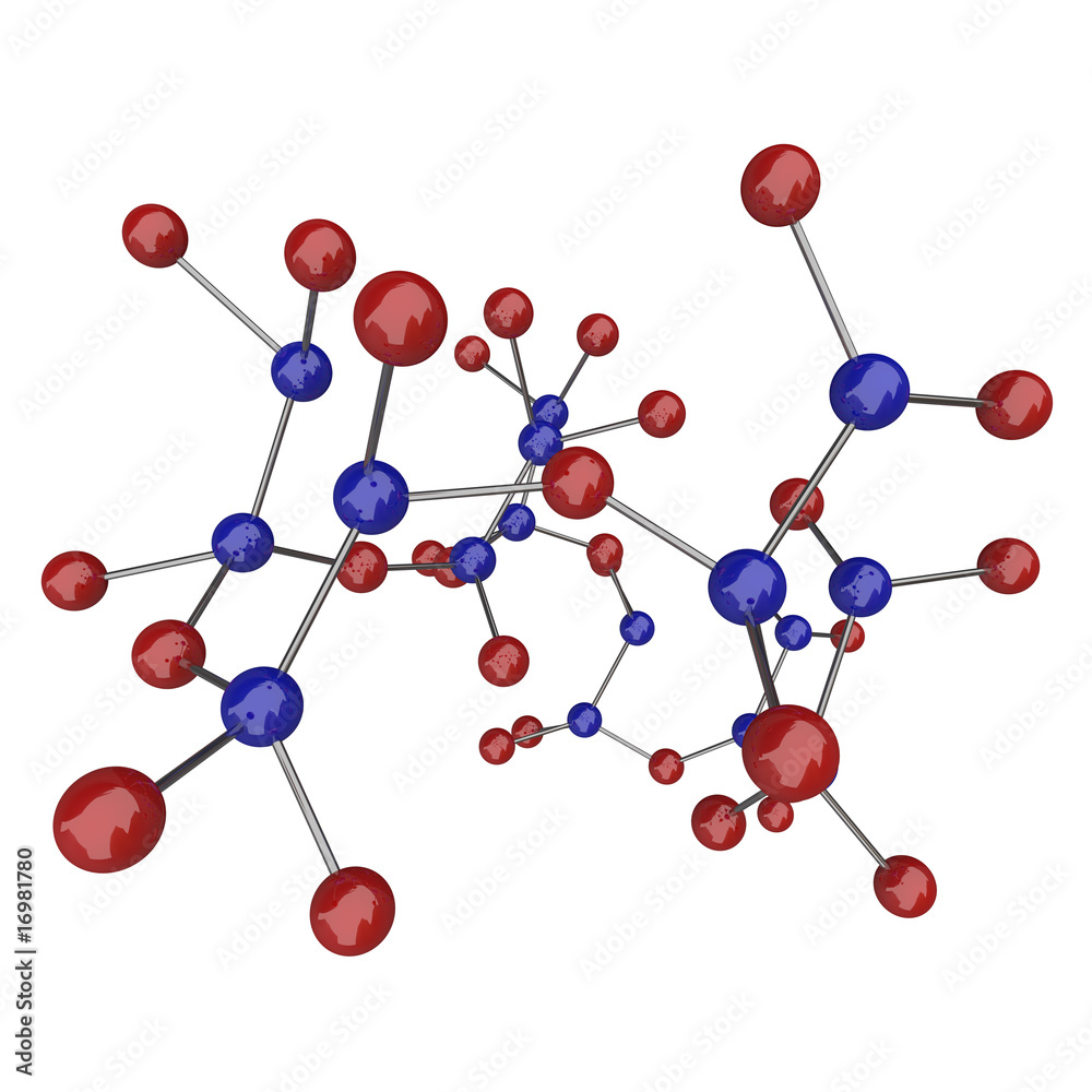 Obraz premium Molecule - Blue and Red Atoms