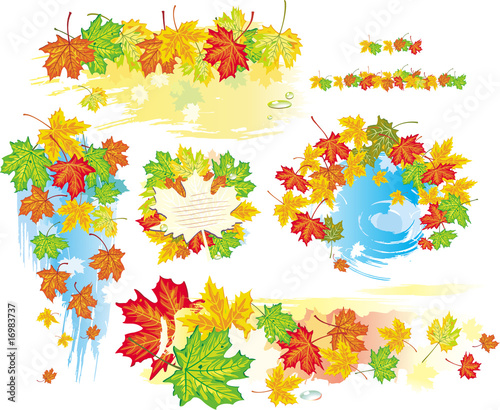 Autumn frames and banners from leaves